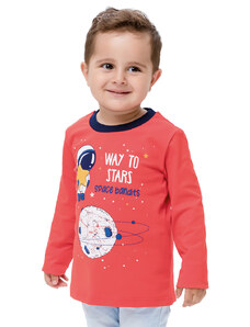 Winkiki Kids Wear Chlapecké tričko s dlouhým rukávem Space Bandits - červená