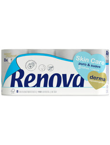 RENOVA Toaletní papír Skin Care Derma bílý 3-vrstvý, 8 ks