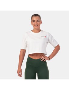 Dámské tričko Crop Top Minimalist Logo Cream - NEBBIA