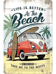 NOSTALGIC-ART Retro cedule plech 200x300 VW Life is Better at the Beach