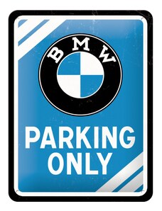 NOSTALGIC-ART Retro cedule plech 150x200 BMW Parking Only (modrá)