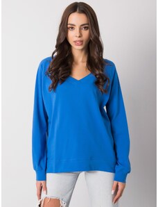 RUE PARIS Modré dámské tričko s výstřihem ve tvaru V -blue Modrá