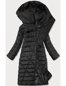 MONEY&YOU Dlouhá černá dámská zimní bunda s kapucí (MY043)