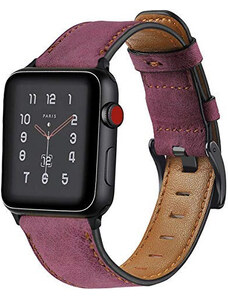 Crested Retro kožený řemínek pro Apple Watch 38, 40 a 41 mm s klasickou ocelovou přezkou růžovočervený