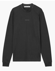 Calvin Klein pánské černé tričko s dlouhým rukávem LOGO JACQUARD LS MOCK NECK TEE