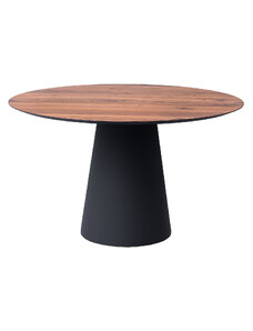 Hnědý dubový jídelní stůl Marco Barotti 130 cm s matnou černou podnoží
