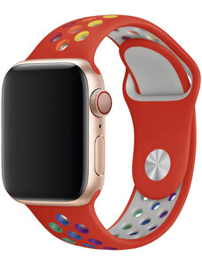 Crested Červený duhově proužkovaný silikonový řemínek pro Apple Watch 38, 40 a 41 mm
