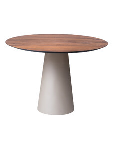 Hnědý dubový jídelní stůl Marco Barotti 110 cm s matnou stříbrnou podnoží