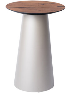 Hnědý dubový odkládací stolek Marco Barotti 45 cm s matnou stříbrnou podnoží