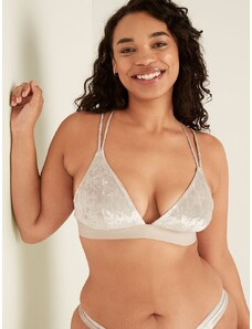 Victoria's Secret PINK Sametová podprsenka braletka Velvet Triangle Bralette Vanilla Bean