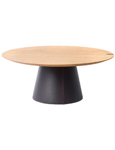 Dubový konferenční stolek Marco Barotti 90 cm s koženou podnoží