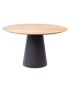 Dubový jídelní stůl Marco Barotti 130 cm s koženou podnoží
