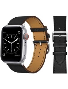 Crested Kožený řemínek pro Apple Watch 38, 40 a 41 mm s dvojitou ocelovou přezkou černý
