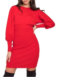 červené žebrované mini šaty