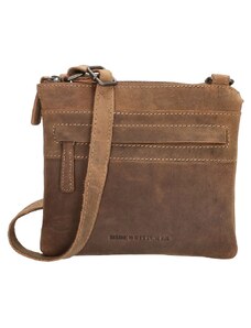 Hide & Stitches Hnědá čtvercová kožená crossbody kabelka „Kate“