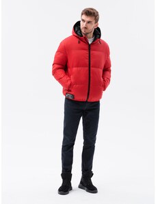Ombre Clothing Pánská zimní bunda - červená C533