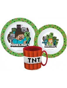 Stor Sada plastového nádobí Minecraft s červeným hrnkem TNT - 3 díly