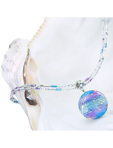 Dámsky Náhrdelník Purple Rain s ryzím stříbrem v perle Lampglas
