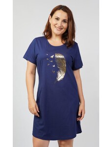 Vienetta Dámská noční košile s krátkým rukávem Peříčko - tmavě modrá