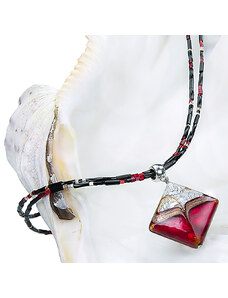 Dámsky Náhrdelník Red Point s ryzím stříbrem v perle Lampglas