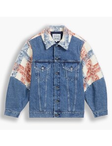 Levi's Béžovo-modrá dámská kostkovaná džínová bunda Levi's Wedge - Dámské