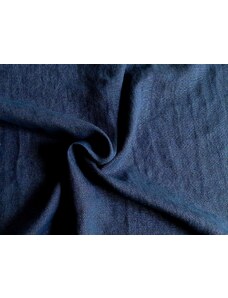 Snový svět Lněná látka měkčená indigo modrá - 2. jakost