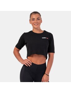 NEBBIA - Crop top na cvičení Minimalist Logo 600 (black)