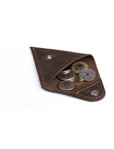 Kožená peněženka na mince BRODRENE CW01tmavě hnědá