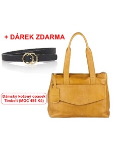 Kožená dámská kabelka Handbag M Burkely žlutá + DÁREK