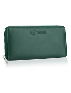 Dámská kožená peněženka s RFID zelená na zip Betlewski Softly