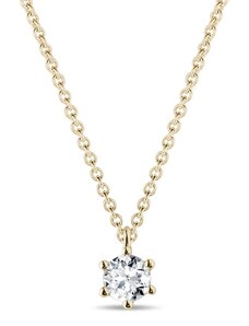 Zlatý náhrdelník s čirým briliantem KLENOTA K0611063