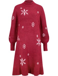 bonprix Pletené šaty se sněhovými vločkami Červená