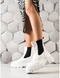 SEASTAR Klasické dámské kotníčkové boty bílé na plochém podpatku