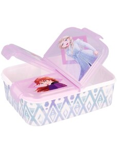 Stor Multibox na svačinu Ledové království - Frozen se 3 přihrádkami a obrázky princezen Anny, Elsy a sněhuláka Olafa