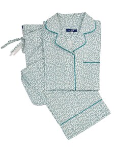 Na kutě: Bavlněné klasické pyžamo Zelené lístky