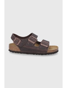 Kožené sandály Birkenstock Milano dámské, hnědá barva
