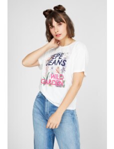 Pepe Jeans dámské krémové tričko Addison