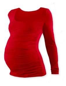 JOŽÁNEK Těhotenské triko Johanka s dlouhým rukávem - červená
