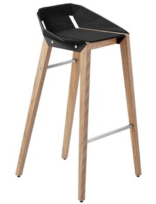 Černá plstěná barová židle Tabanda DIAGO s dubovou podnoží 75 cm