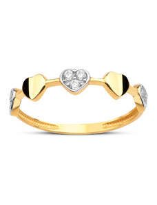 Lillian Vassago Zlatý prsten se srdíčky a zirkony LLV95-GR013