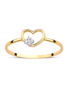 Lillian Vassago Zlatý prsten se srdíčkem a zirkonem LLV95-GR033