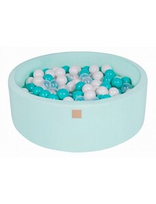 MeowBaby Suchý bazének s míčky 90x30cm s 200 míčky, mintová: bílá, tyrkysová, průhledná