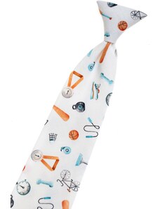 Chlapecká kravata Avantgard - bílá / sportovní motivy