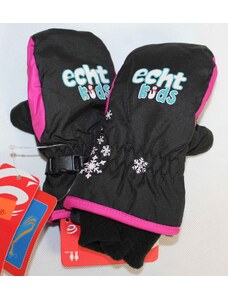 Dětské zimní rukavice - palčáky echt - černo-růžové 86