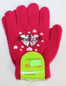 Echt Dětské prstové rukavice - růžové - kočky - 16 cm