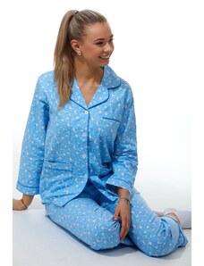 Naspani Elegantní pyžamo na kojení - flanel 1DF0005
