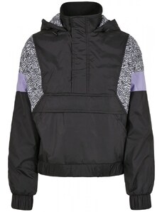 URBAN CLASSICS Ladies AOP Mixed Pull Over Jacket - black/zebra