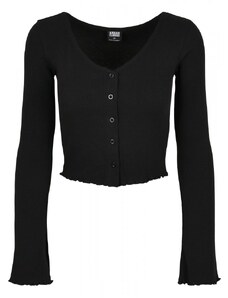 URBAN CLASSICS Ladies Cropped Rib Cardigan - black