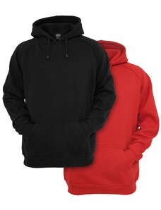 URBAN CLASSICS Blank Hoody 2-Pack - black+red