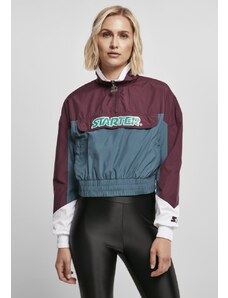 Ladies Starter Colorblock Pull Over Jacket - darkviolet/teal